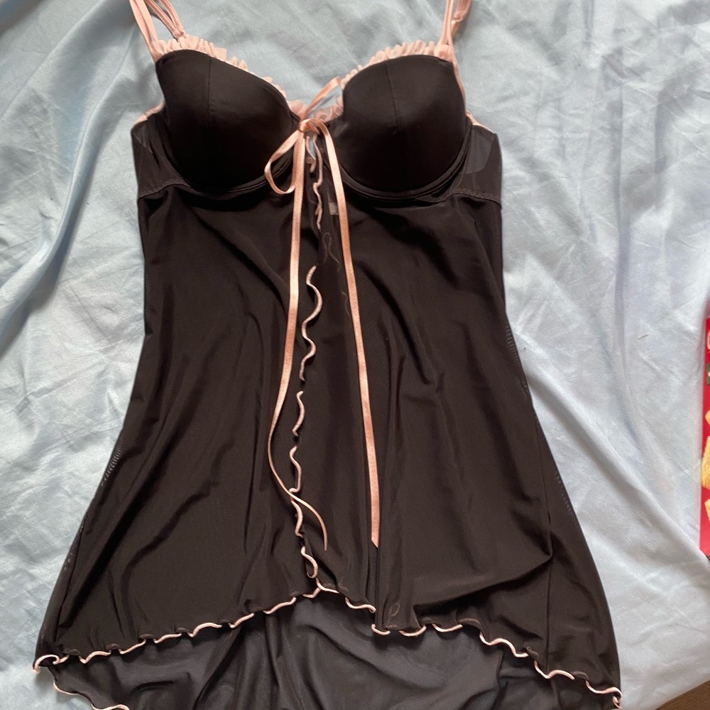 Victoria Secret Lingerie top black with pink detailing